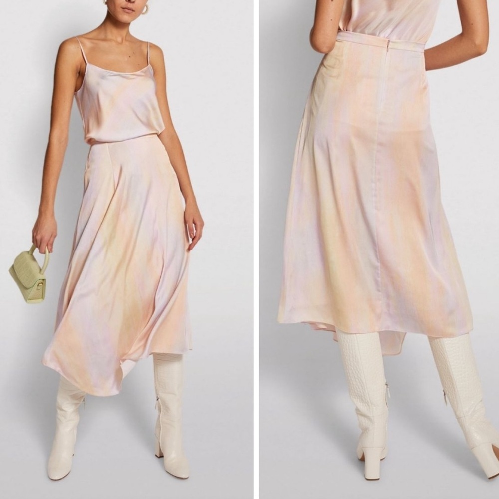 FINAL PRICE NWT Vince Pastel Rainbow Wash Satin Drape Skirt